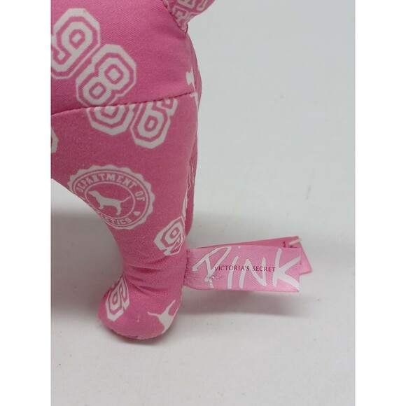 2 Victoria Secret Pink Mini Dog Stuffed Plush 7" Metallic Gold Phi Beta Pink - Picture 11 of 12